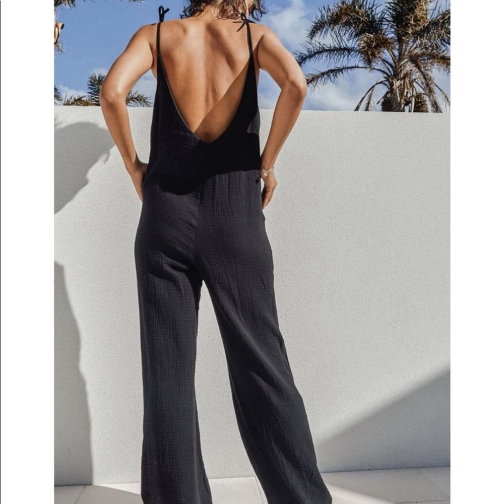 Low back black jumpsuit